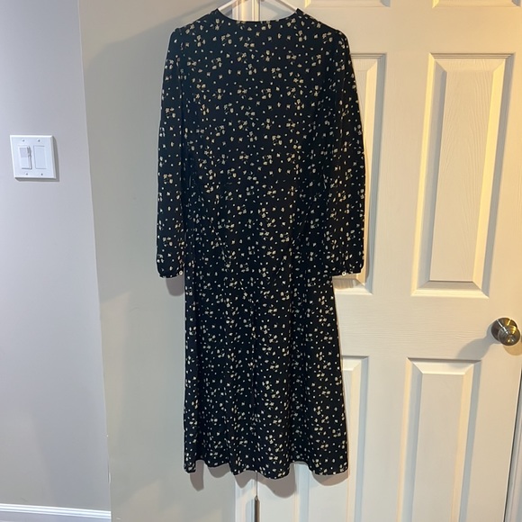 NWT.  Beautiful flowy midi dress.  Black with small floral pattern. - Picture 3 of 3